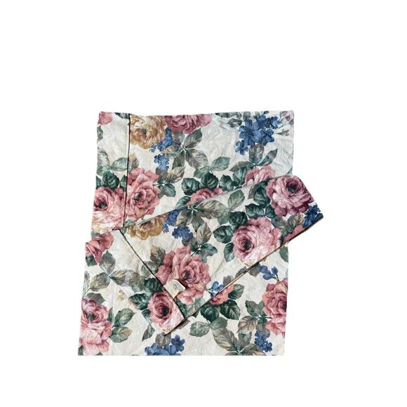 Pair of Vintage Wide Floral Valances 2 Short Curtains Window Treatments Flowers - Picture 6 of 6